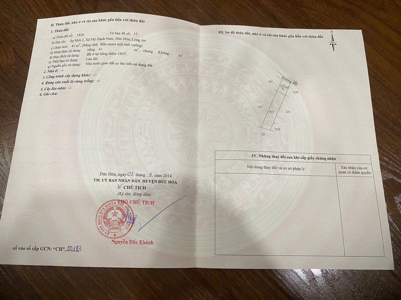 Đất bán đường ấp mới 2 xã mỹ hạnh nam ngang 5 x 32,2 giá 1 tỷ 6